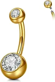 [Cizme] Belly Button Bar Titanium 14G 8mm Gold Belly Ring Navel Piercing Jewelry for Women Men, Titanium