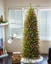 6FT Pre-lit Pencil Christmas Tree Spruce with Remote Control 250 Warm White M...