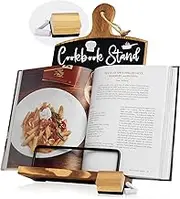 Willow & Croft Premium Cook Book Stand Chalkboard, Chalk & Eraser. Farmhouse Cutting Board Stand Cookbook Holder, Recipe Book Holder. Distressed Cookbook Stand for Kitchen Counter. Rustic Home Decor.
