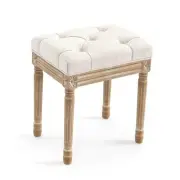Upholstered Fabric Vanity Bench Seat, Makeup Stools for Vanity, Square Tufted