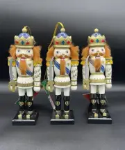 3 Christmas Wood Nutcracker 8" Decoration Holiday Kmart X American Greetings VTG