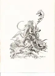 1975 Black & White Plate "Stone Age" by Frank Frazetta Fantastic GGA Art Print