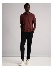 [Blaq] Caleb Knit Short Sleeve Polo in Rouge