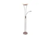 Fareeda Mother & Child LED Floor Lamp Standing Floor Lamp Metal Base Glass Shade - Satin Chrome