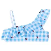 Tommy Hilfiger Girls Gingham Print Ruffle Bikini Swim Top UV Protection Sz S / 7
