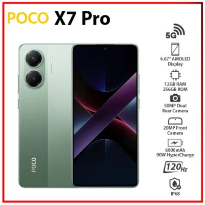 Xiaomi POCO X7 Pro 5G 12GB+256GB GREEN Dual SIM Unlocked Android Cell Phone