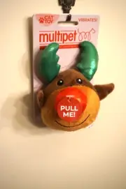 NWT MULTIPET CAT TOY PULL AND VIBRATE REINDEER SOFT PLUSH