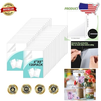 Clear Acrylic Sheets - 120 Count for Picture Frames & Crafts, 4" x 6"