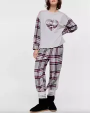 NEW PETER ALEXANDER SWEATER TOP & TARTAN CHECK FLANNELETTE PJ PANTS SET M $169.9