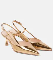 [Gianvito Rossi] Gianvito Rossi Ascent 55 metallic leather slingback pumps AU 5 gold