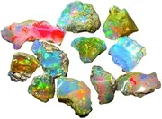 [GEMWORLDJAIPUR] AAA Quality Natural Ethiopian Opal Jumbo Fire Rough 25 Carats 5-8 Pcs, Natural Opal Gemstones Raw For cutting cabbing polishing DIY art and craft, 10-15 MM, White
