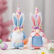 Plush Floral Spring Easter Bunny Gnome Shelf Sitter
