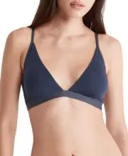 NWT! Calvin Klein Sz XS Form To Body Lightly Lined Triangle Bralette QF6758 Blue