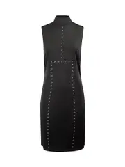 Black Studs Accent Mock Neck Dress
