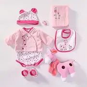 Pinky Reborn Dolls Baby Clothes Outfit Pink Giraffe for 20"-22" Reborn Babies Girl Doll Clothing Set Accessories