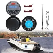 Herdio 4"Marine Stereo Radio Bluetooth Receiver+2 Way Boat Speakers+FM/AM Aerial