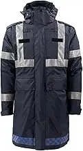 Lengthened Cotton Coat Cold Protection Clothing Dark Blue Padded Jacket Oil-Proof Rainproof dust-Proof Outdoor Work Clothes Great forpoliceraincoats/EMS/EMT/Firefighters/Intersection Guards, 3XL