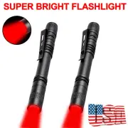 2X Mini Red Light LED flashlight Portable Emergency Torch Work Light Pen Torch