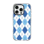 iPhone 16 Pro Clear Case MagSafe Compatible ARGYLE BLUE