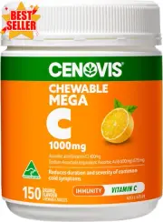 Mega C 1000mg 150 Tablets Orange Flavor, High Strength Vitamin C, Immune Support