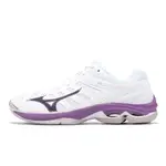 MIZUNO 排球鞋 WAVE VOLTAGE 2 女鞋 白 紫 低筒 美津濃 [ACS] V1GC2460-35