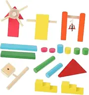 KICHOUSE 1 Set 26Pcs Wooden Domino for Building Blocks for Hand Eye Coordination Fun Parent Educational Game Easy to Grip Design