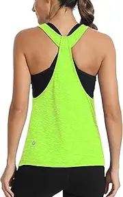 [Fihapyli] ICTIVE Workout Tops for Women Sleeveless Open Back Muscle Exercise Yoga Shirts Green