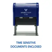 TIME SENSITIVE DOCUMENTS ENCLOSED Self Inking Rubber Stamp (Blue Ink) - Medium