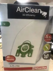 AirClean ‘U’ Original Miele 4 Vacuum Bags And 2 Filters, 3D Efficiency
