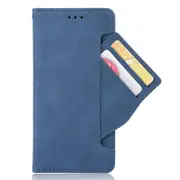 Premium Leather Wallet Flip Case TPU Cover Card - For Apple iPhone 15 Pro (Blue)