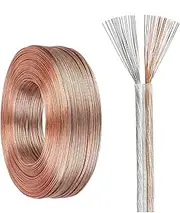 50FT 30AWG - 16AWG Clear Cable 2 Conductor Pure Copper and Tinned Copper Parallel Clear Electrical Jacket Wire for Electrical Equipment, Outdoor LED Light String, Lighting Equipment(18AWG)