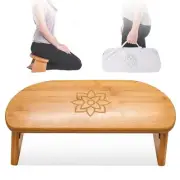 Folding Meditation Bench - Bamboo Kneeling Stool with Locking Magnetic Hinges...