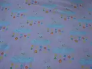 Flannelette Pink Fitted Bunny Clouds Cot Sheet Handmade