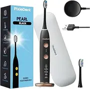 PixieDent Electric Toothbrush 2 Replacement Brushes 5 Operating Modes Sonic Toothbrush Travel Case 3 Power Levels Ultrasonic Timer Pressure Sensor 96,000 Sound Wave Movements