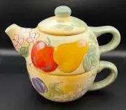 Vintage Tea For One Stackable Teapot & Cup Italian Fruit Basket Set For Target