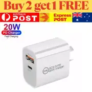 20W Dual USB Wall Charger USB-C & USB-A Power Adapter for iPhone Samsung Fast