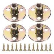 4Pcs Round Base T-Nuts, M6 3 Holes Iron Plate Nut, 17.4mm Height, Multicolor