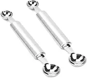 2Pcs Silver Double Ended Headed Fruit Icecream Ball Spoon Melon Baller Fruit and Vegetable Tools Parisienne Scoop Smooth Round Melon Balls Melon Scoop for Watermelon/Ice 30mm Kitchen Utensils
