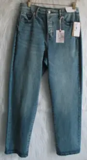 Jessica Simpson Size 27 Throwback Vintage Straight Leg Jeans Button Fly Blue