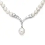 Sterling Silver & Fresh Water Pearl Cz Necklace