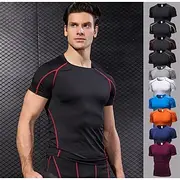 Men's Compression Shirt Running Shirt Basic Short Sleeve Tee Tshirt Athletic Fall Spandex 4 Way Stretch Breathable Quick Dry Anatomic Design Fitness Gym Workou