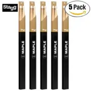 5-PACK Stagg 1-Pair Maple 5BN Nylon Tip Drum Sticks SM5BN