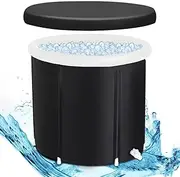 Ice Bath Tub for Athletes with Cover, Large Heavy Duty Cold Plunge Tub for Recovery, Multiple Layered Portable Hot Tub Bathtub at Home(White,90x75cm(35x30inch))