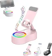 Sonicdrop Dock – No-Pair Magic Speaker & Charging Stand, 2025 New Adjustable Sonicdrop Dock Holder, Drop-to-Play Sound, with Speaker and Power Bank, for All Smart Phone (Pink)