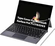 iXTRA Magnetic Keyboard Type Cover for Microsoft Surface Pro 7 Plus, 7, 6, 5, 4, 3 (12.3 inch) - Ultra Slim Portable Wireless Bluetooth Keyboard With High-Precision Trackpad and Free Stylus