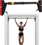 FICTOR Door Pull Up Bar Built-in Level, Drill-Free Pullup Bar, Strength Training Equipment Adjustable 30''-37'' Width with Lock Mechanism Load Non-slip Upper Body Workout Home Gym