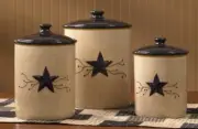 Star Vine Ceramic Primitive Country Home Canister Set of 3