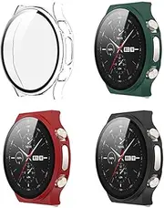 Screen Protector intended for Huawei GT2 Pro Case, Turnwin Full of Cover TPU Soft Flexible PC Silicone Shock-Proof and Scratch-Resistant Protector Cover Case intended for Huawei GT2 Pro Smartwatch (Black,Clear,Red,Green)