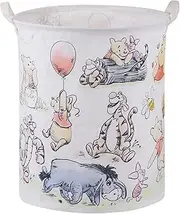 Round Canvas Clothes Basket Laundry Hamper (Rice White)
