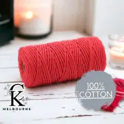 4MM macrame Braided cord, RED, 100m, 100% Cotton Rope Yarn Craft Supplies